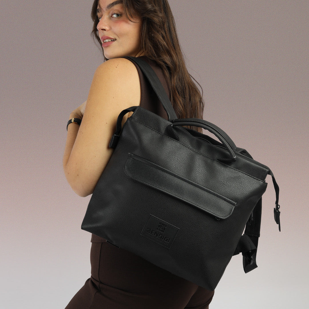 תיק גב מדריד טבעוני בעבודת יד עם תא למחשב עד 14 אינץ' עיצוב אורבני נקי לשימוש יומיומי