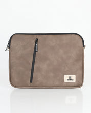 כיסוי למחשב נייד 13 14״ צבע קפה זמש מבד דמוי עור תצוגה פרונטלית