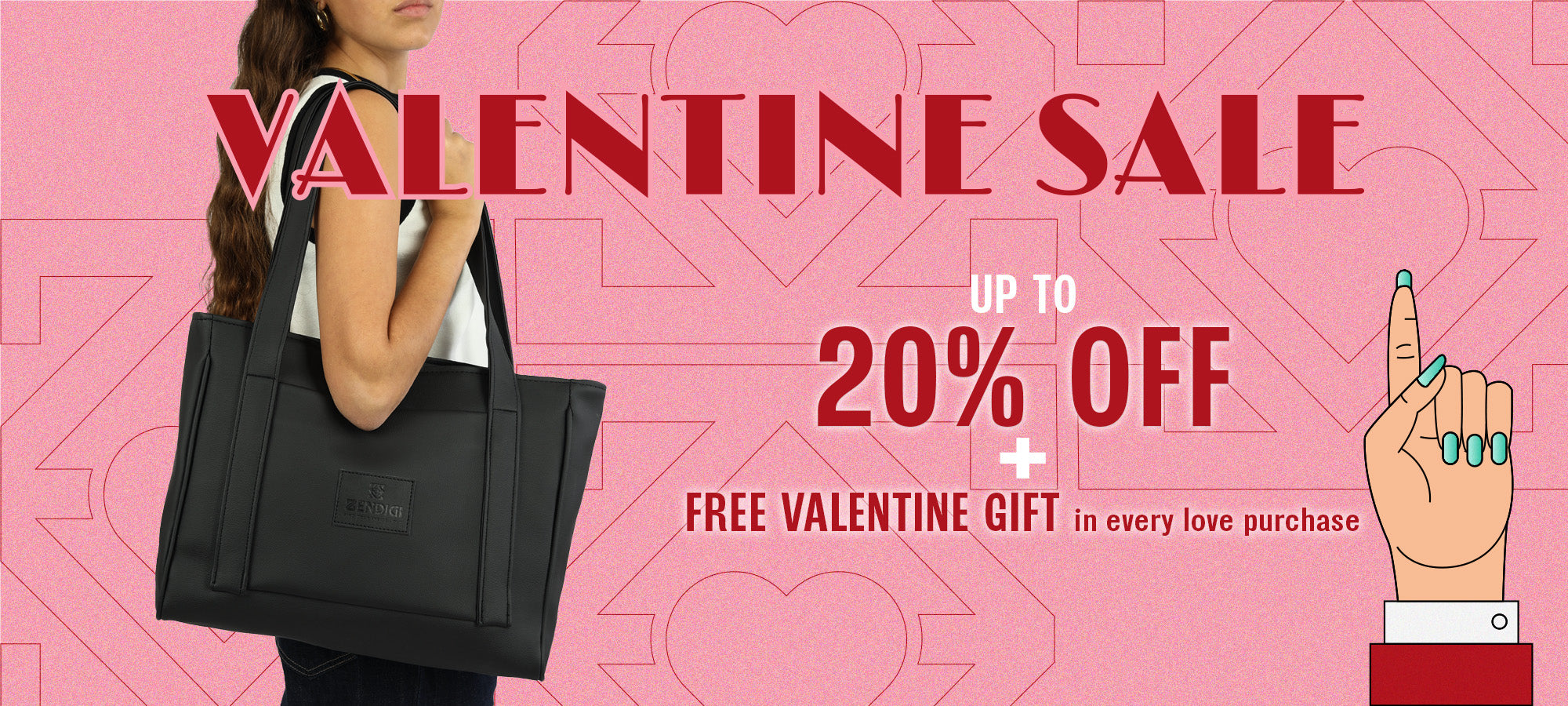 תיקים בהנחה מיוחדת לולנטיין, סייל אהבה של עד 20% הנחה ומתנה בכל רכישה.