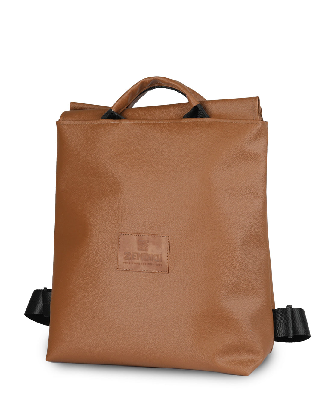 תיק גב יוניסקס חום יוקרתי בעבודת יד, גזרה מלבנית נקייה לשימוש יומיומי.