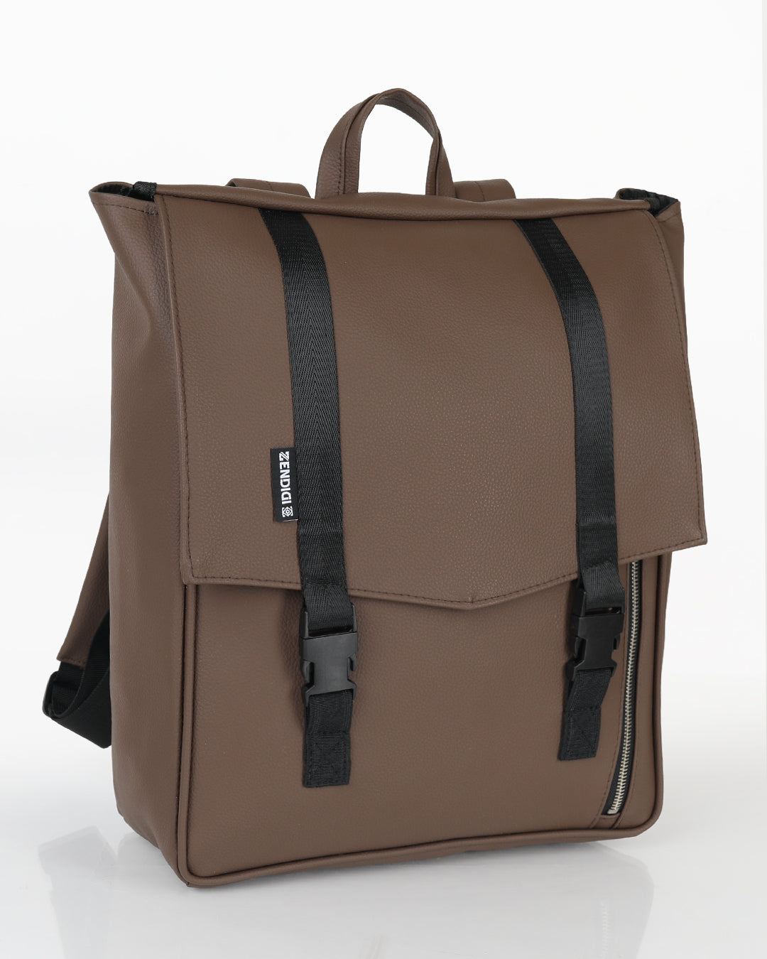 תיק גב טוקיו חום קלאסי בזווית צד - תיק גב יוניסקס ללימודים עבודה ונסיעות, חלוקה חכמה ועיצוב מינימליסטי