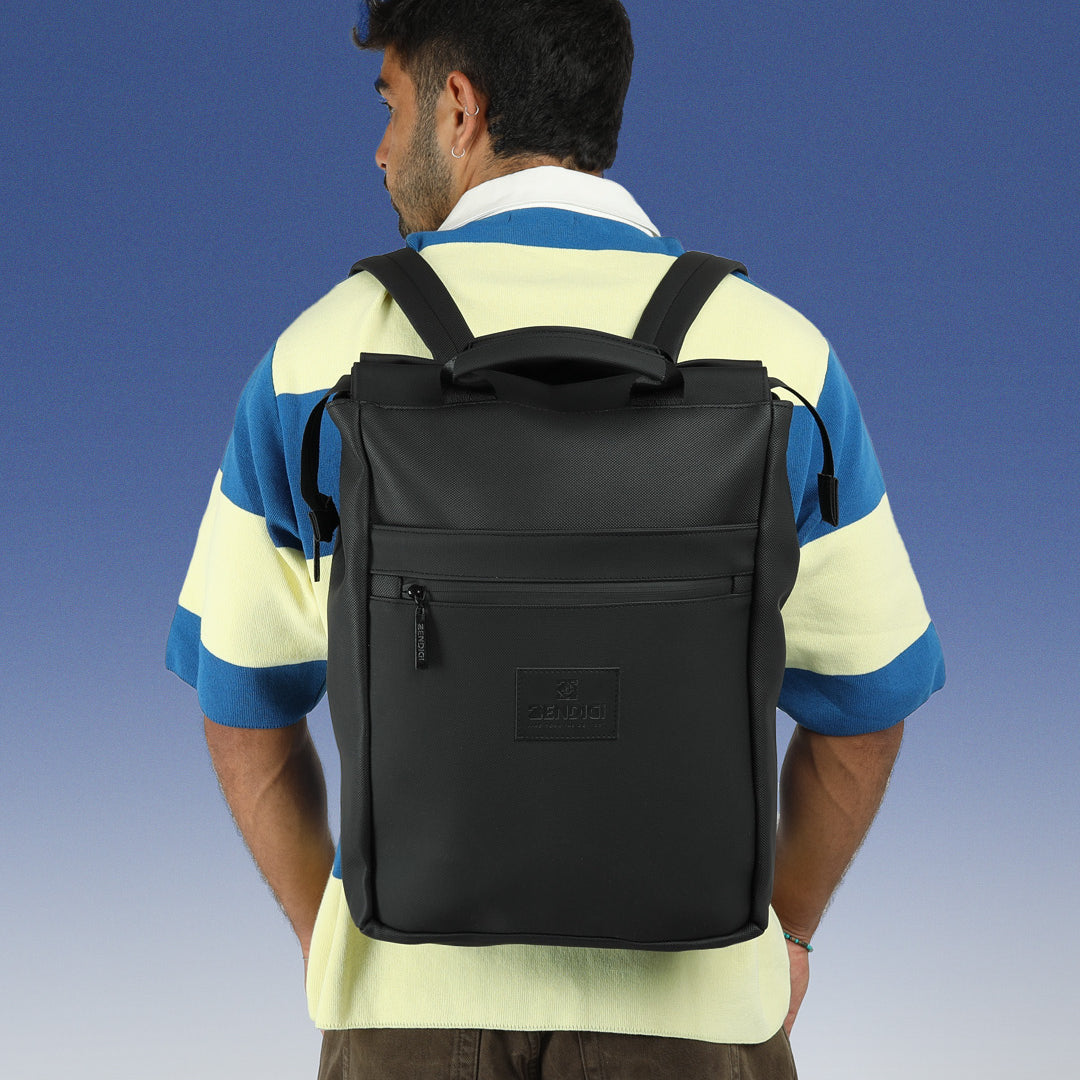 תיק גב מילאנו בצבע שחור טקסטורת יהלום, תיק למחשב עד 16״ על גב של דוגמן, תיק מרופד למחשב נייד תיק גב ללפטופ, מושלם ללימודים ולעבודה, תיק לסטודנטים, תיק גב לגבר