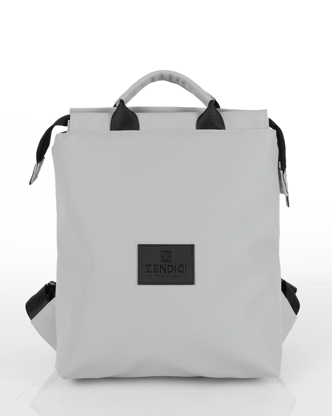תיק גב ברלין קול מינט של ZENDIGI - מבט קדמי, גזרה מלבנית מינימליסטית עם ידיות נשיאה. תיק יומיומי בנפח המתאים למסמכי A4 או למחשב 14 אינץ'.