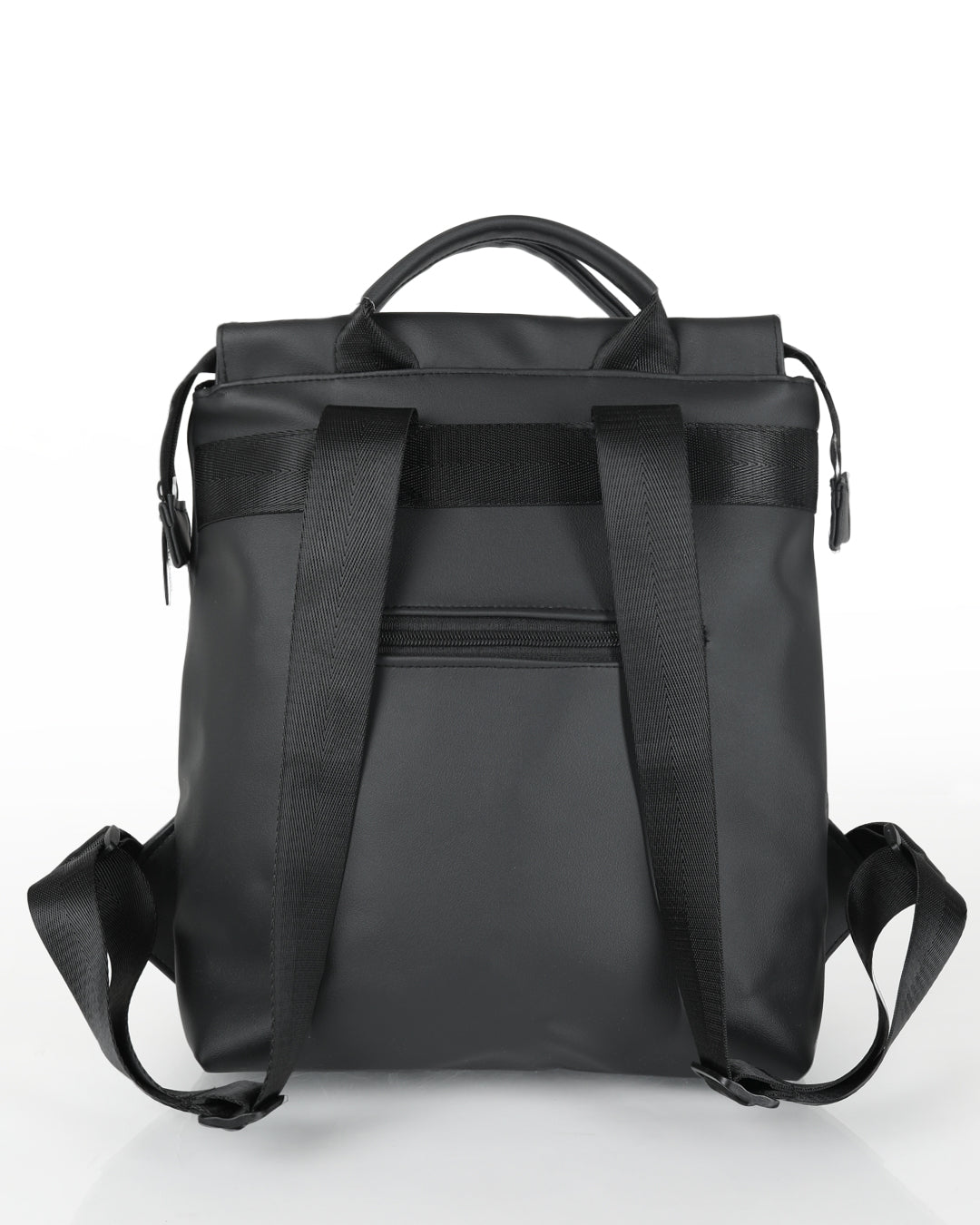 מבט אחורי על תיק ברלין שחור קלאסי עם תא נסתר לחפצים אישיים, רצועות מתכווננות וידיות אחיזה נוחות לנשיאה.