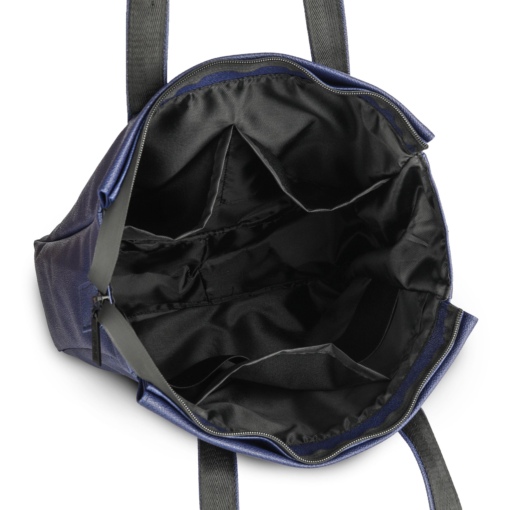 חלוקה פנימית בתיק זנדיגי מדגם נינה, המדגימה נפח אחסון גדול למחשב נייד, טאבלט וחפצים אישיים בסידור נוח.