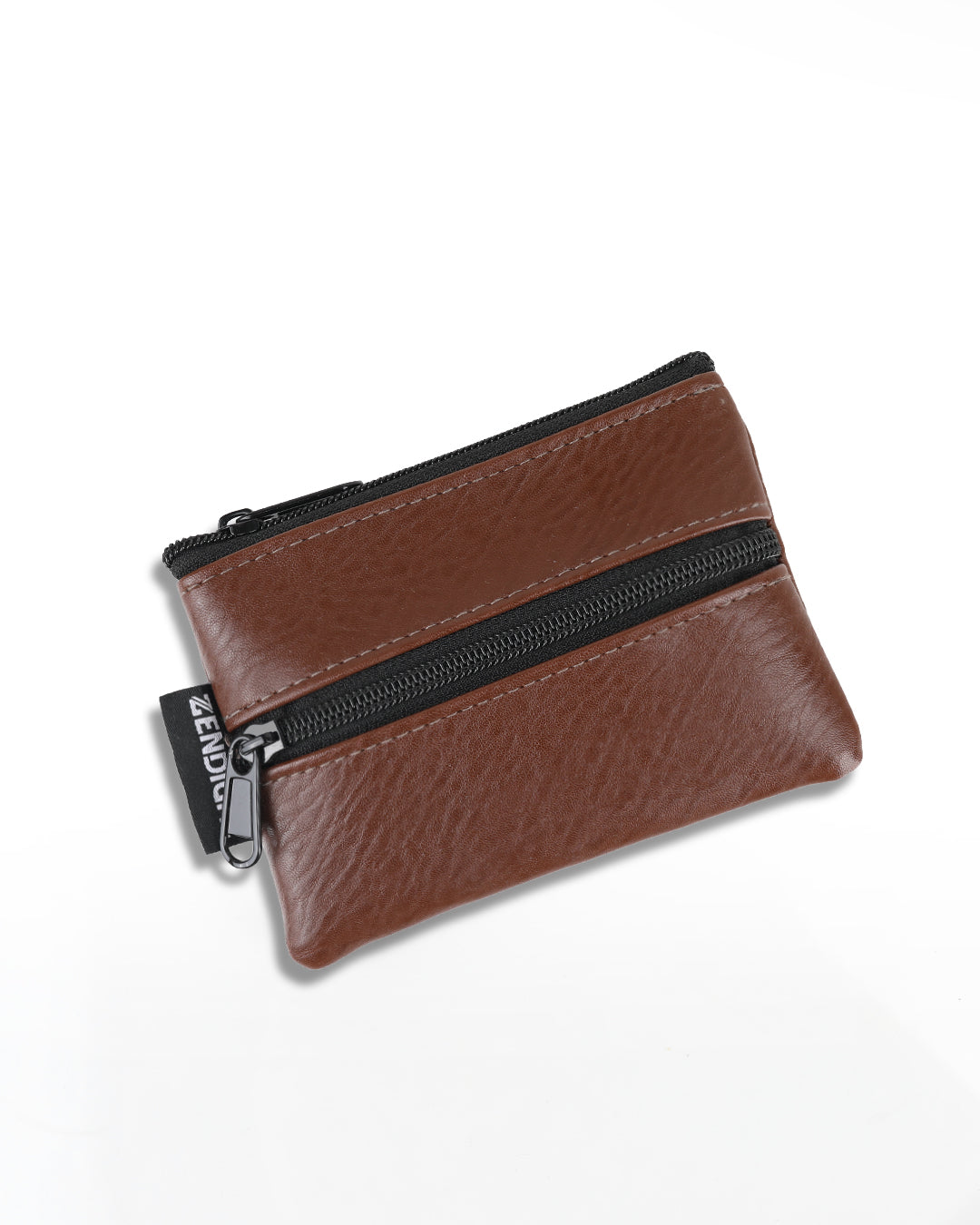 ארנק טבעוני קטן דאבל ביג׳י חום כאוס, תא אחד לכרטיסי אשראי ומזומן ותא קטן למטבעות 