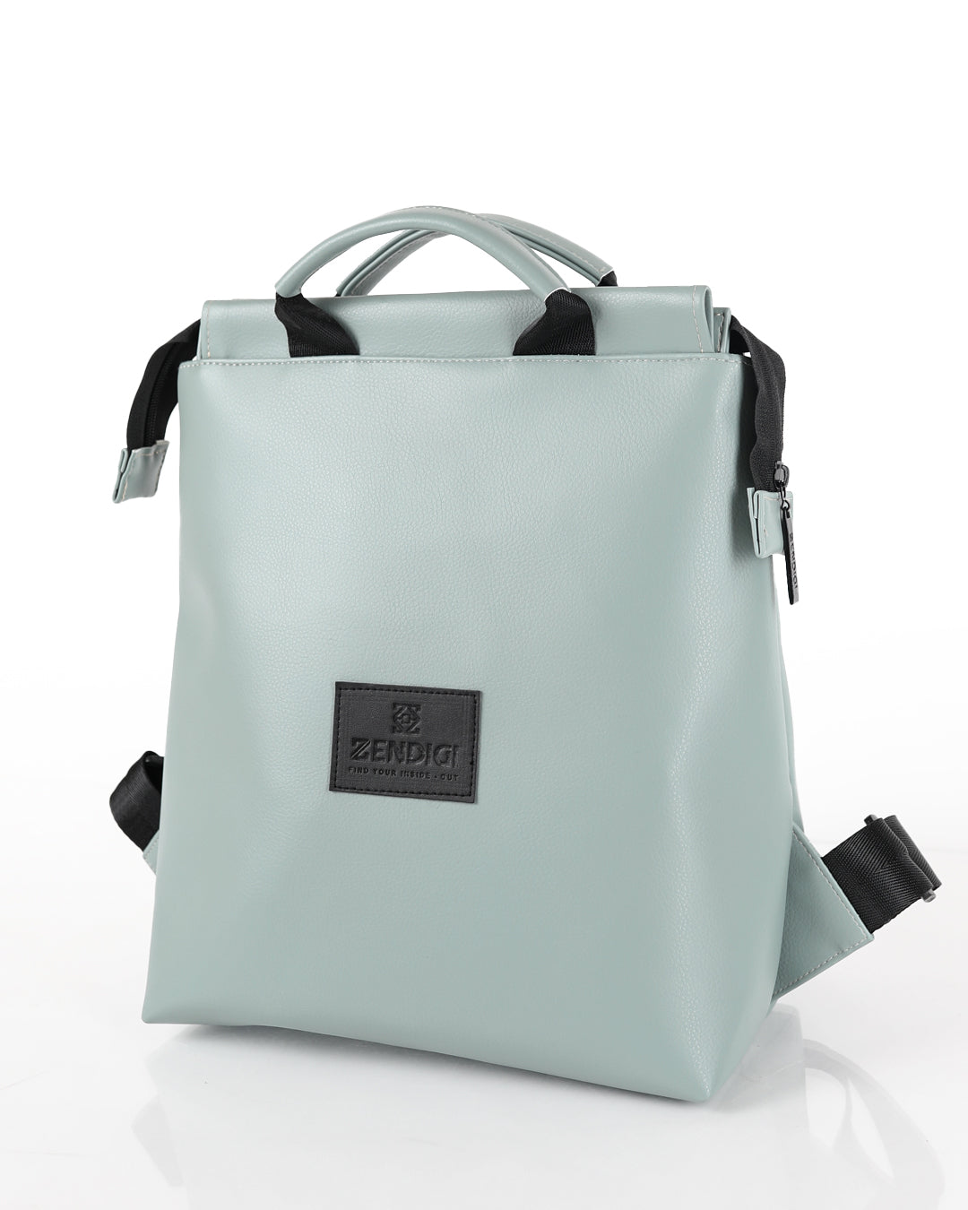 תיק גב ברלין מנטה של זנדיגי - עיצוב יוניסקס אורבני בצבע אפור ג'ינס, מבט מהצד