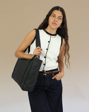 תיק צד שחור קלאסי ללפטופ, תיק צד ללימודים ולאוניברסיטה, תיק מושלם לעבודה במשרד לחדר מהבוקר עד הערב, תיק צד של זנדיגי.