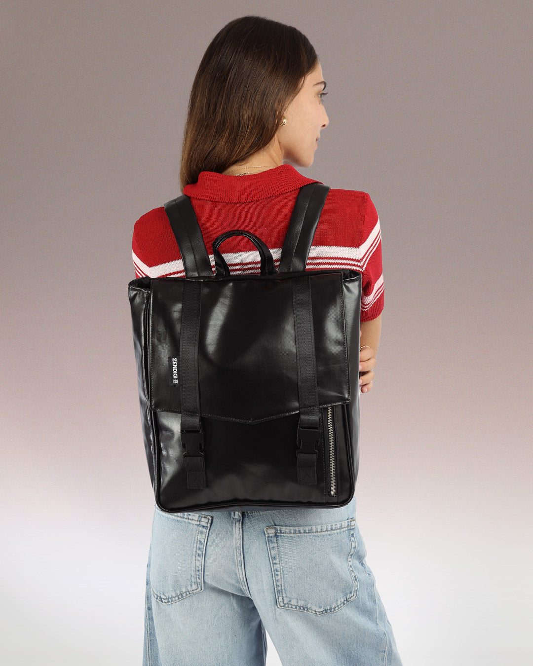 asos backpack with internal laptop pouch Shiny Black Mini Tokyo