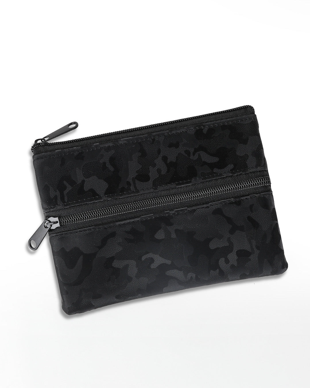 ארנק שני תאים צוקו שחור צבאי, קייס טבק מעוצב בעבודת יד.